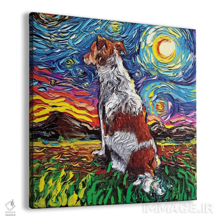 تابلو شب کویکرهوندجه (نژاد سگ هلندی) اثر آجا تریر - نمای پرسپکتیو محصول