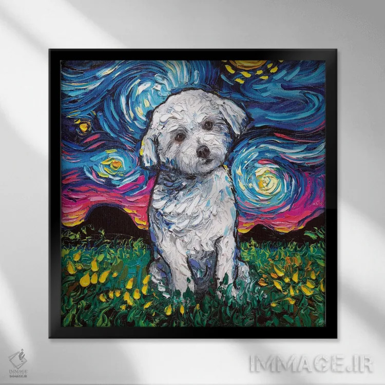 تابلو شب مالتیز اثر آجا تریر - نمای قابدار مشکی