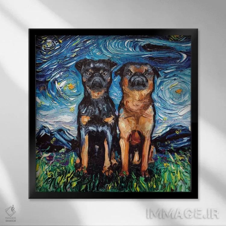 تابلو شب پتیت برا بانکون (نژاد سگ) اثر آجا تریر - نمای قابدار مشکی