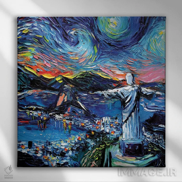 تابلو ون گوگ هرگز مجسمه مسیح منجی را ندید اثر آجا تریر - نمای روبهرو روی دیوار