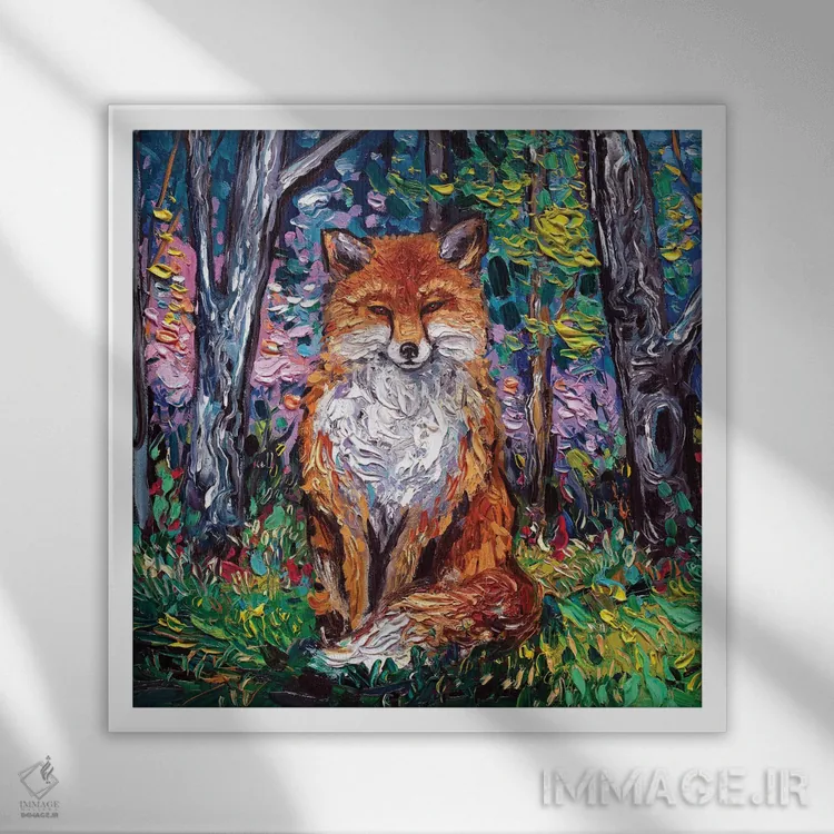 تابلو روباه قرمز اثر آجا تریر - نمای قابدار سفید