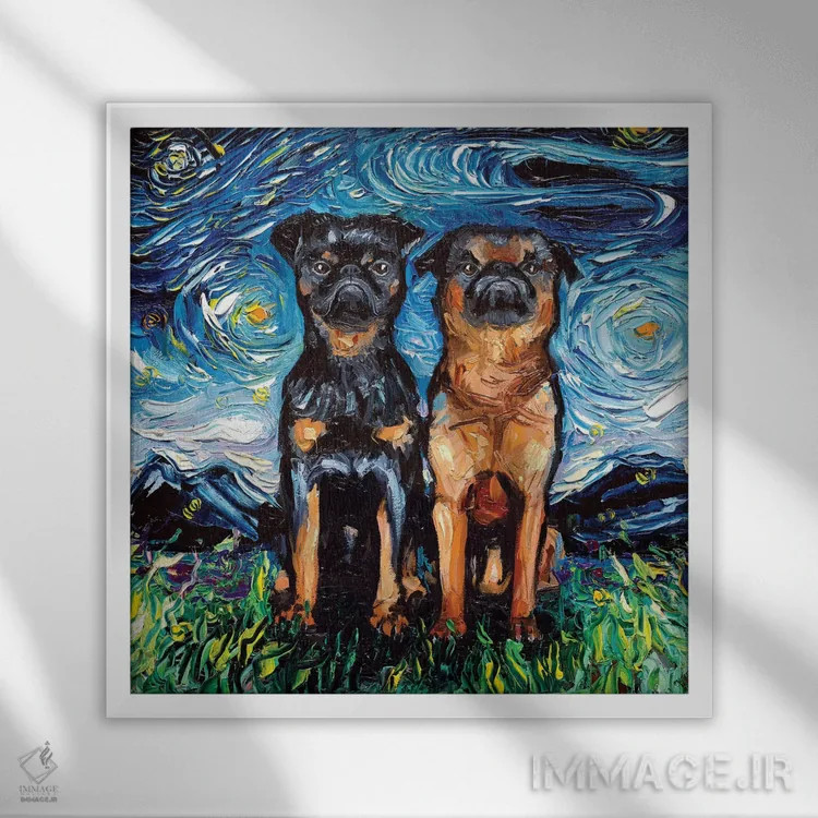 تابلو شب پتیت برا بانکون (نژاد سگ) اثر آجا تریر - نمای قابدار سفید