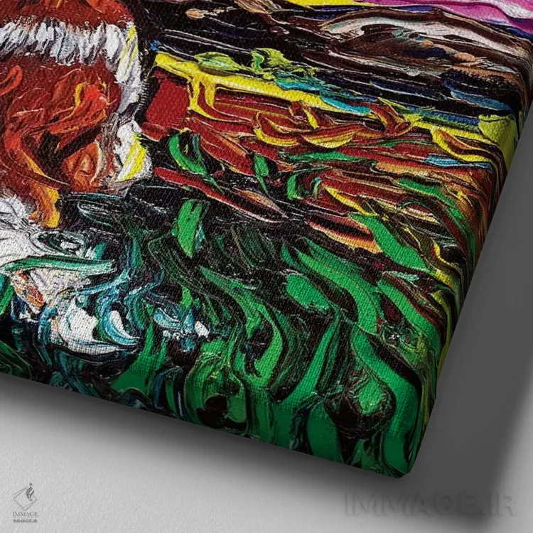 تابلو شب کویکرهوندجه (نژاد سگ هلندی) اثر آجا تریر - نمای نزدیک بافت بوم