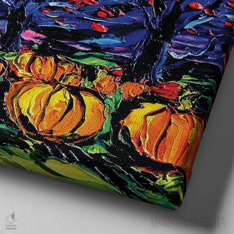 تابلو هالووین پرستاره اثر آجا تریر - نمای نزدیک بافت بوم