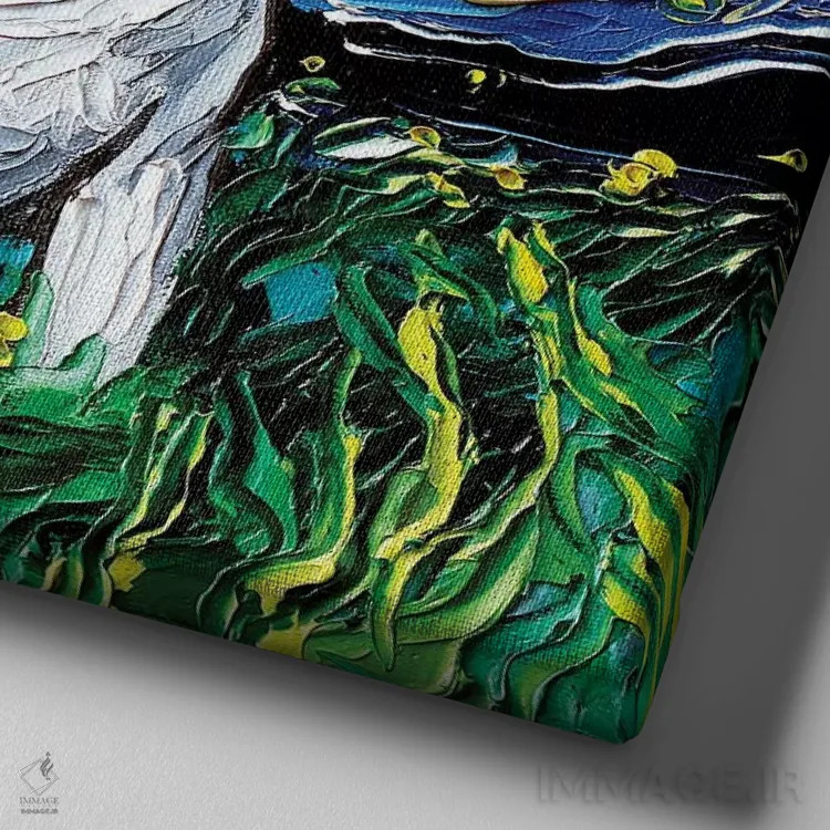 تابلو شب بول تریِر اثر آجا تریر - نمای نزدیک بافت بوم