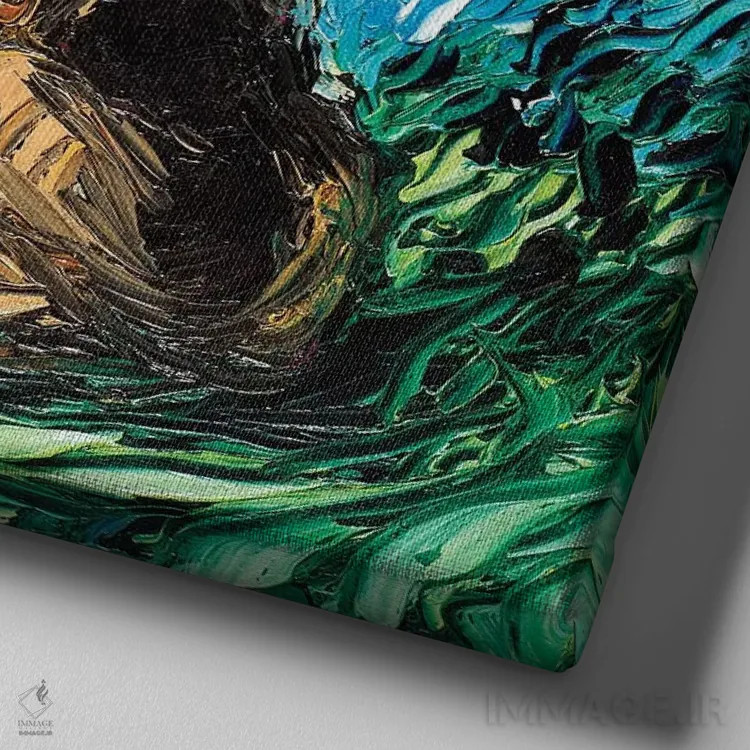 تابلو شب شپرد آلمانی اثر آجا تریر - نمای نزدیک بافت بوم