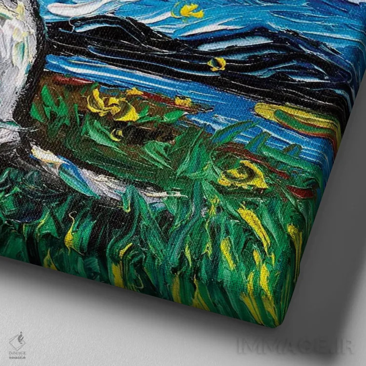 تابلو شب ولفهاوند ایرلندی اثر آجا تریر - نمای نزدیک بافت بوم