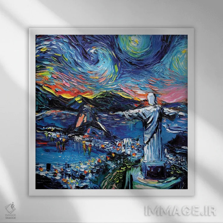 تابلو ون گوگ هرگز مجسمه مسیح منجی را ندید اثر آجا تریر - نمای قابدار سفید