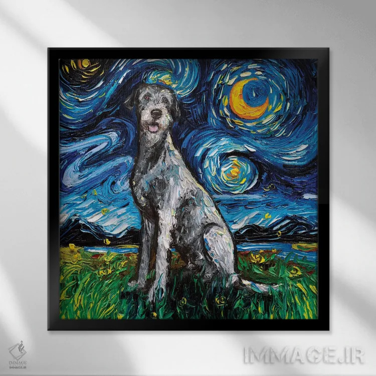 تابلو شب ولفهاوند ایرلندی اثر آجا تریر - نمای قابدار مشکی