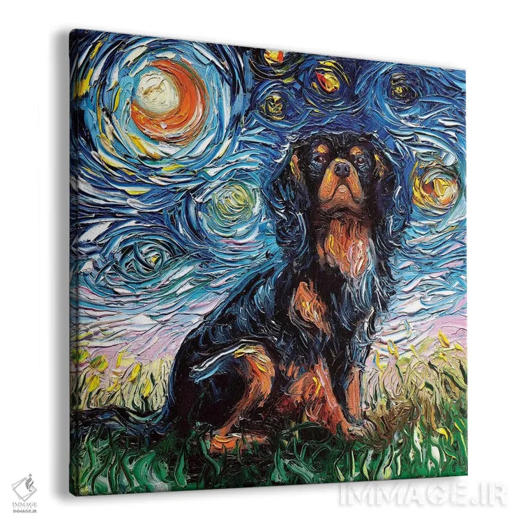 تابلو شب اسپانیل پادشاه چارلز کاوالیر اثر آجا تریر - نمای پرسپکتیو محصول