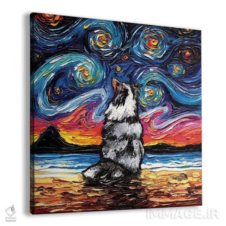 تابلو شب شتلند مرل شپرد (نژاد سگ؛ طرح مرل) اثر آجا تریر - نمای پرسپکتیو محصول