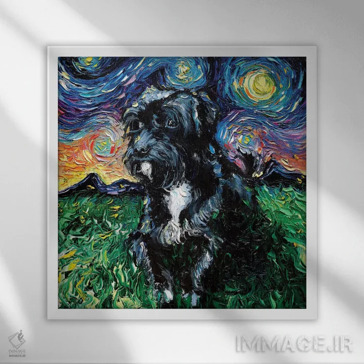 تابلو شب پودل دورگه اثر آجا تریر - نمای قابدار سفید