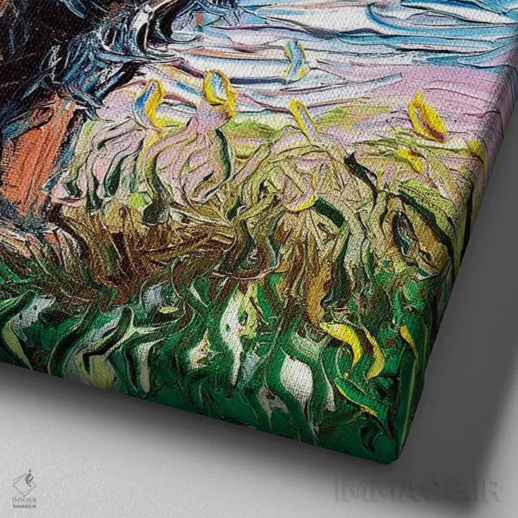 تابلو شب اسپانیل پادشاه چارلز کاوالیر اثر آجا تریر - نمای نزدیک بافت بوم