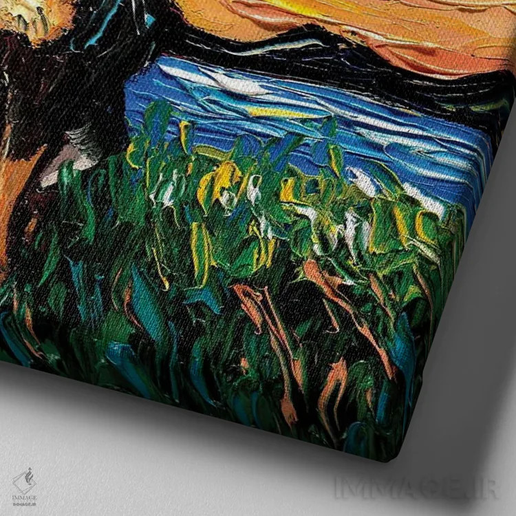 تابلو شب چیواوا سیاه و قهوهای موکوتاه اثر آجا تریر - نمای نزدیک بافت بوم