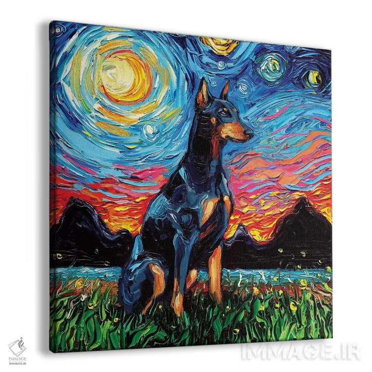 تابلو شب دوبرمن اثر آجا تریر - نمای پرسپکتیو محصول