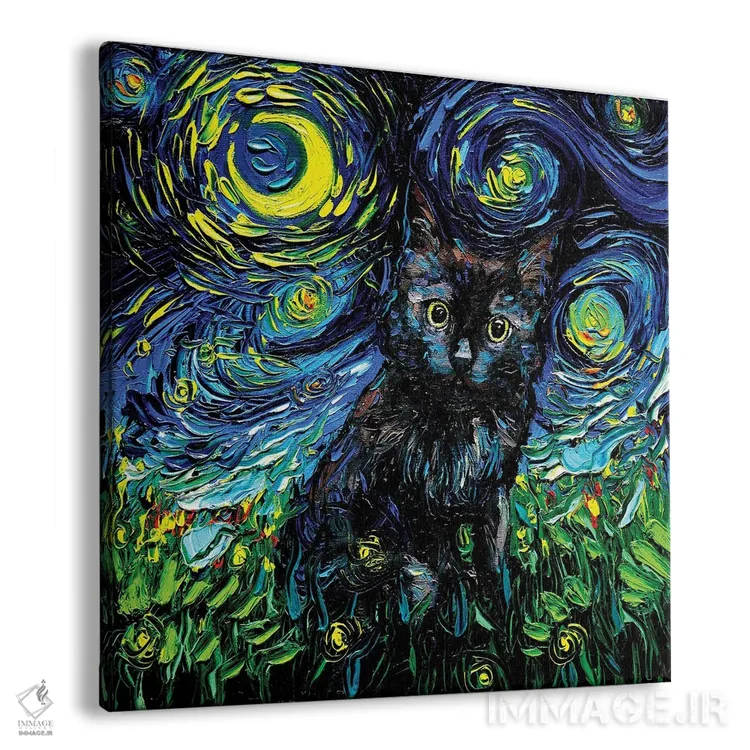 تابلو شب سوم گربه سیاه اثر آجا تریر - نمای پرسپکتیو محصول