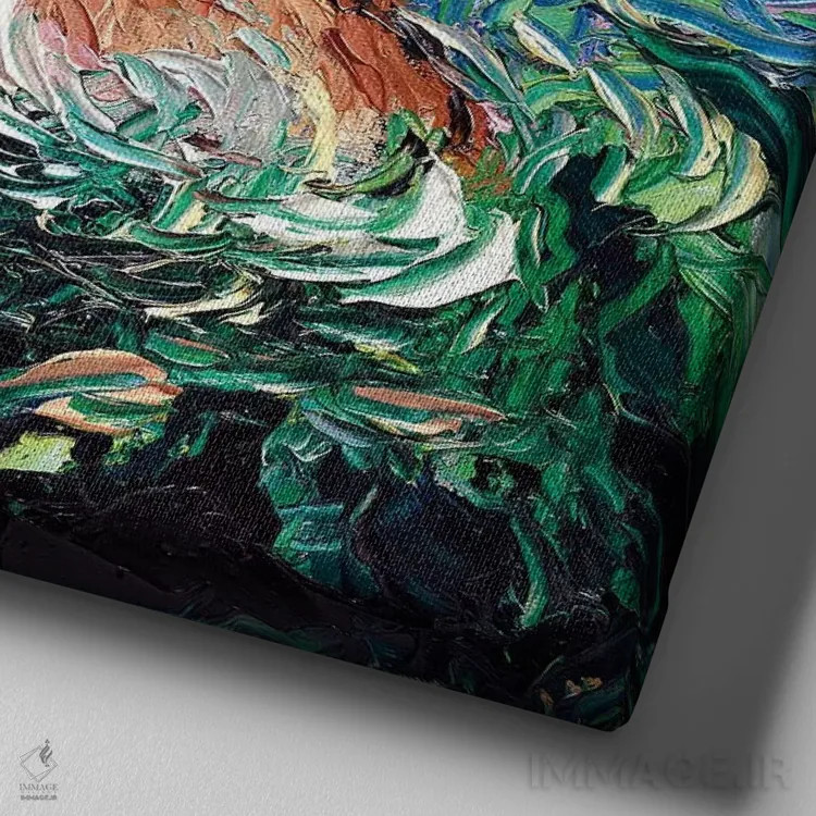 تابلو شب کولی (نژاد سگ) اثر آجا تریر - نمای نزدیک بافت بوم