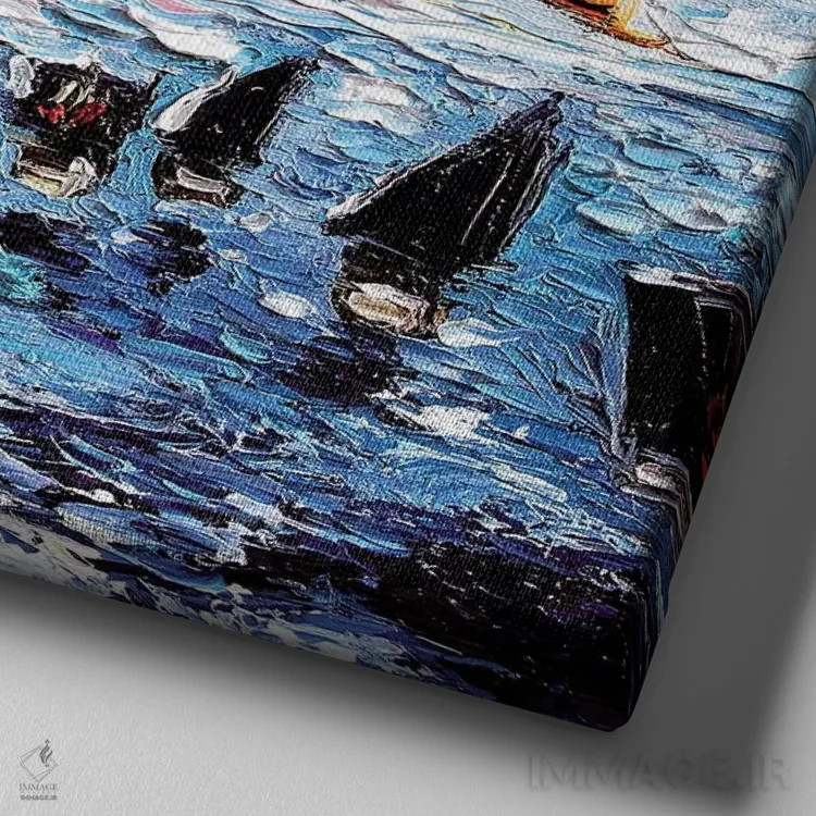 تابلو عبور از دریای باریک اثر آجا تریر - نمای نزدیک بافت بوم