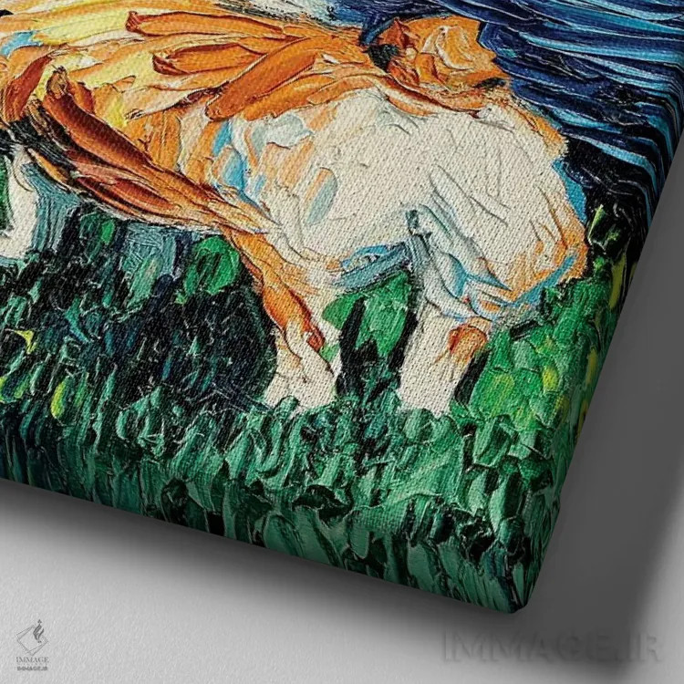 تابلو شب کورگی اثر آجا تریر - نمای نزدیک بافت بوم