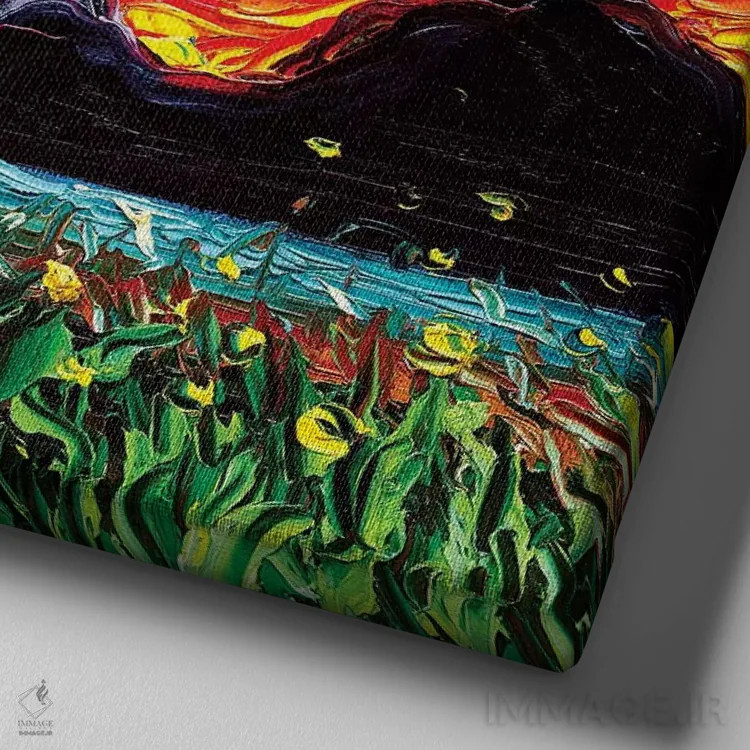 تابلو شب دوبرمن اثر آجا تریر - نمای نزدیک بافت بوم