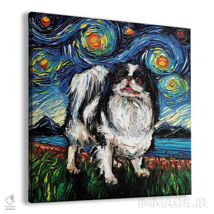 تابلو شب ژاپنی چین (نژاد سگ) اثر آجا تریر - نمای پرسپکتیو محصول