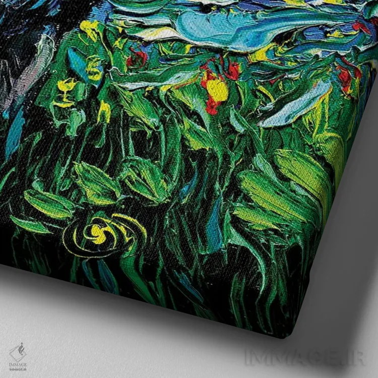 تابلو شب سوم گربه سیاه اثر آجا تریر - نمای نزدیک بافت بوم