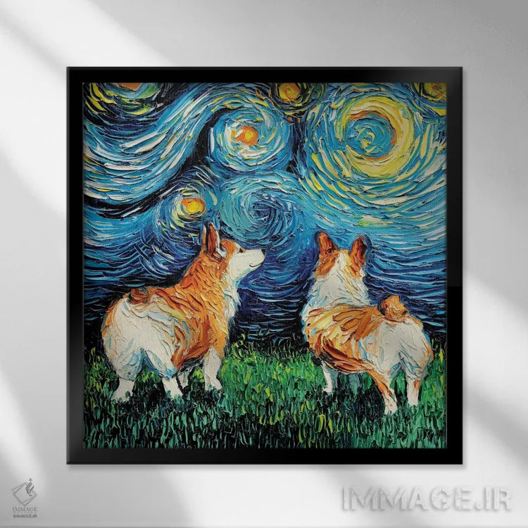 تابلو شب کورگی اثر آجا تریر - نمای قابدار مشکی