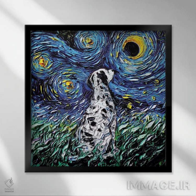 تابلو شب دالمیشن اثر آجا تریر - نمای قابدار مشکی