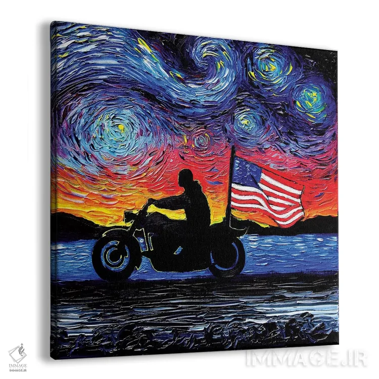 تابلو سوارکار آسان (یا: موتورسوار آزاد) اثر آجا تریر - نمای پرسپکتیو محصول