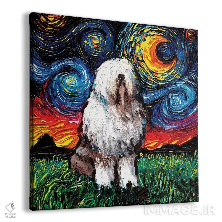 تابلو شب سگ گله انگلیسی اثر آجا تریر - نمای پرسپکتیو محصول