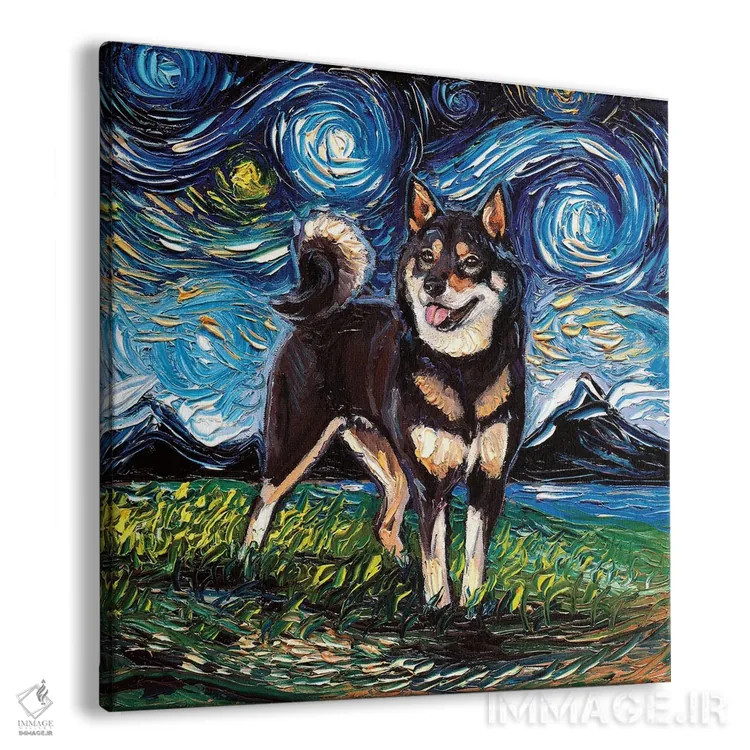 تابلو شب شیبا اینو سیاه و قهوهای اثر آجا تریر - نمای پرسپکتیو محصول