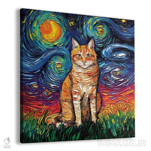 تابلو شب دوم گربه نارنجی تابی اثر آجا تریر - نمای پرسپکتیو محصول