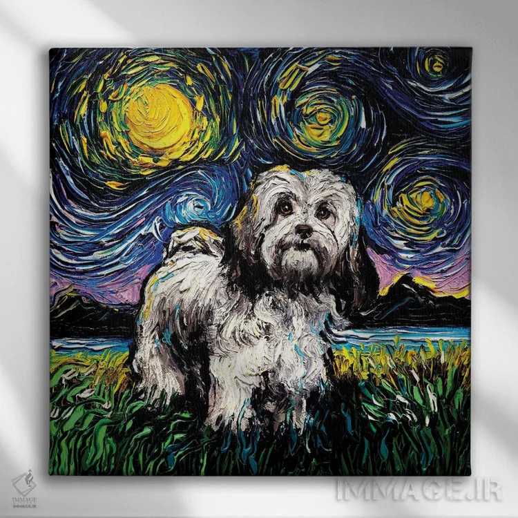 تابلو شب لهاسا آپسو اثر آجا تریر - نمای روبهرو روی دیوار