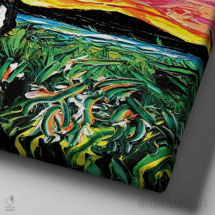 تابلو شب مالتیپو (ترکیب مالتیز و پودل) اثر آجا تریر - نمای نزدیک بافت بوم