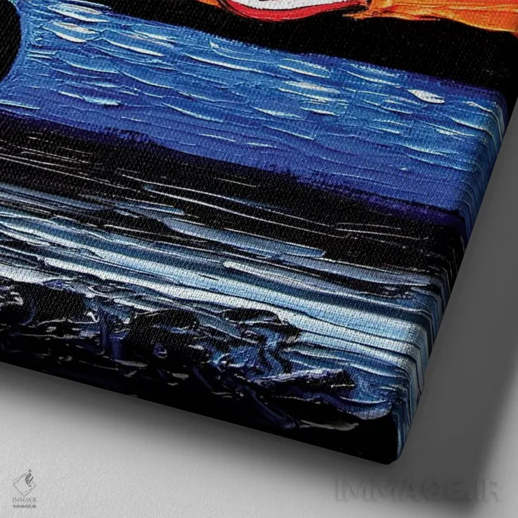 تابلو سوارکار آسان (یا: موتورسوار آزاد) اثر آجا تریر - نمای نزدیک بافت بوم