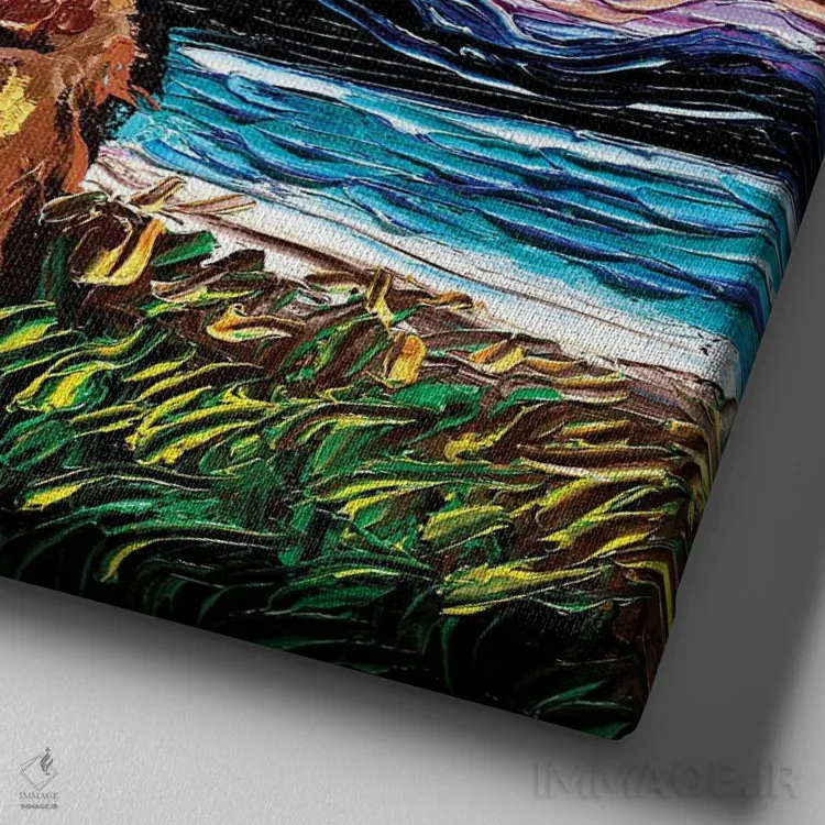 تابلو شب ایردیل تریِر اثر آجا تریر - نمای نزدیک بافت بوم