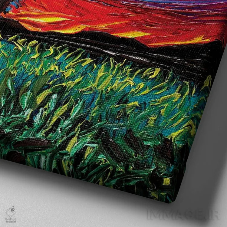 تابلو شب سگ گله انگلیسی اثر آجا تریر - نمای نزدیک بافت بوم