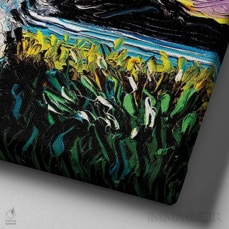 تابلو شب لهاسا آپسو اثر آجا تریر - نمای نزدیک بافت بوم