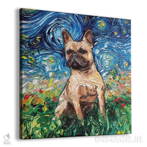 تابلو شب بولداگ فرانسوی خرمایی اثر آجا تریر - نمای پرسپکتیو محصول