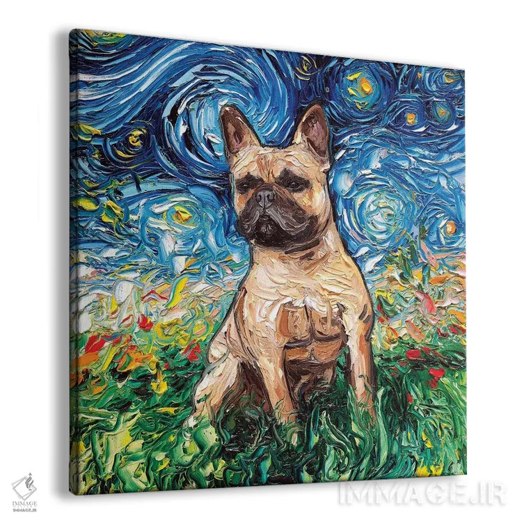 تابلو شب بولداگ فرانسوی خرمایی اثر آجا تریر - نمای پرسپکتیو محصول