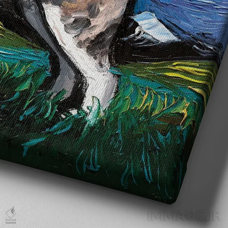 تابلو شب آکیتا اینو اثر آجا تریر - نمای نزدیک بافت بوم