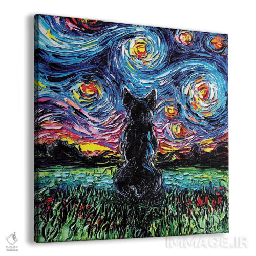 تابلو شب بولداگ فرانسوی اثر آجا تریر - نمای پرسپکتیو محصول