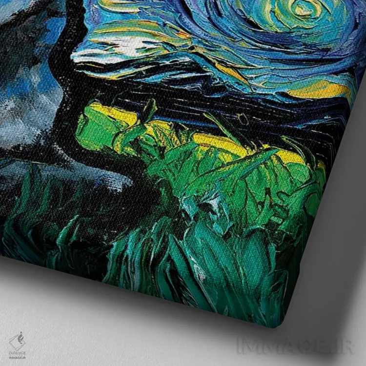 تابلو شب بریتیش شورتهیر آبی (گربه بریتانیایی) اثر آجا تریر - نمای نزدیک بافت بوم