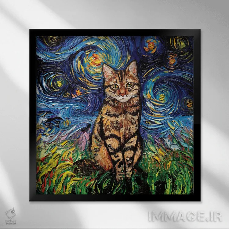 تابلو شب تابی قهوهای اثر آجا تریر - نمای قابدار مشکی