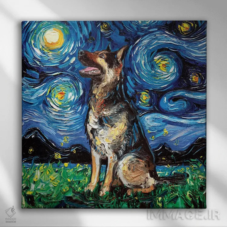 تابلو شب دوم ژرمن شپرد اثر آجا تریر - نمای روبهرو روی دیوار