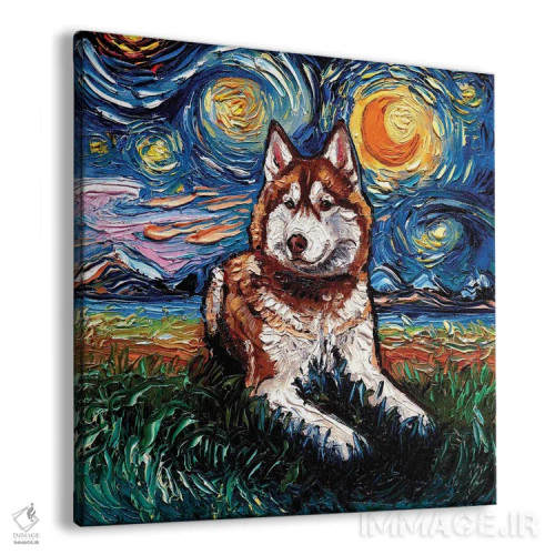 تابلو شب هاسکی قرمز اثر آجا تریر - نمای پرسپکتیو محصول