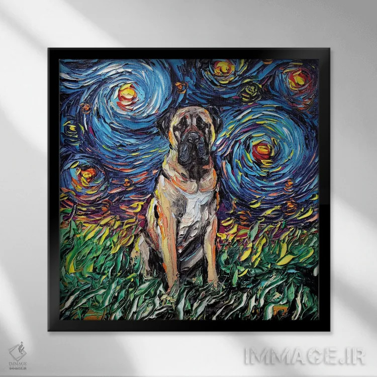 تابلو شب مستیف خرمایی اثر آجا تریر - نمای قابدار مشکی