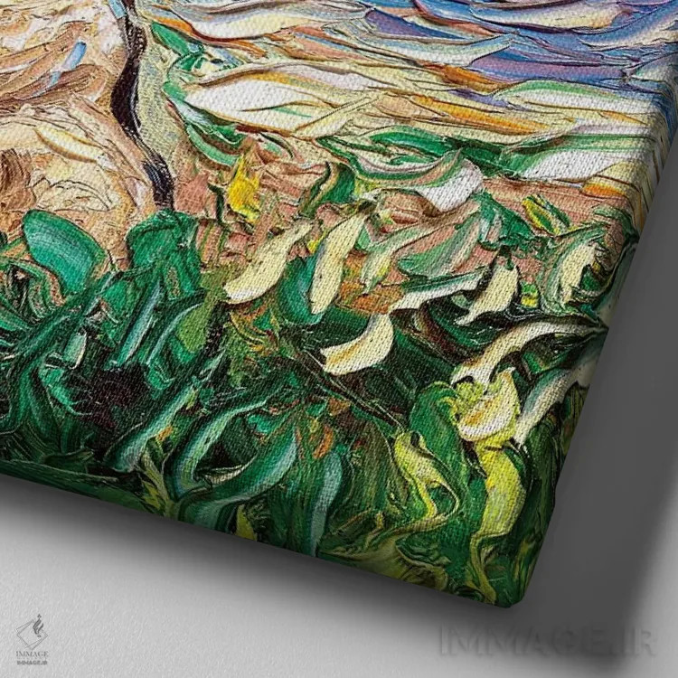 تابلو شب گولدندودل اثر آجا تریر - نمای نزدیک بافت بوم