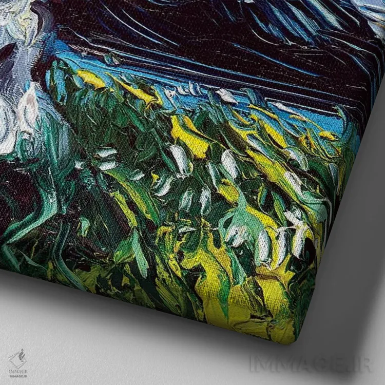 تابلو شب گری پیرینی (سگ کوهستان پیرنه) اثر آجا تریر - نمای نزدیک بافت بوم