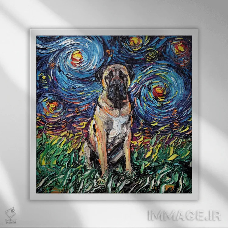 تابلو شب مستیف خرمایی اثر آجا تریر - نمای قابدار سفید